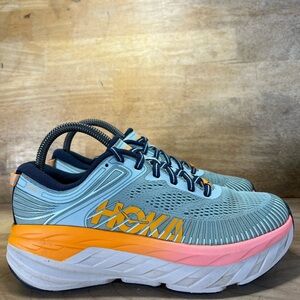 Hoka One One Bondi 7 REFLECTIVE Womens Size 7 Running Shoes Sneakers Blue Haze